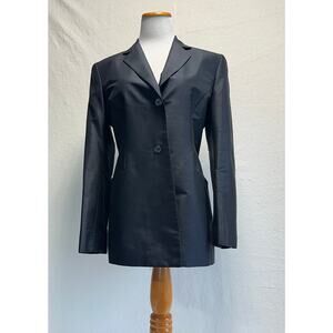 Vintage Women's Jones Wear 90's Black Raw Silk Blazer SZ 11/12 Lined Retro